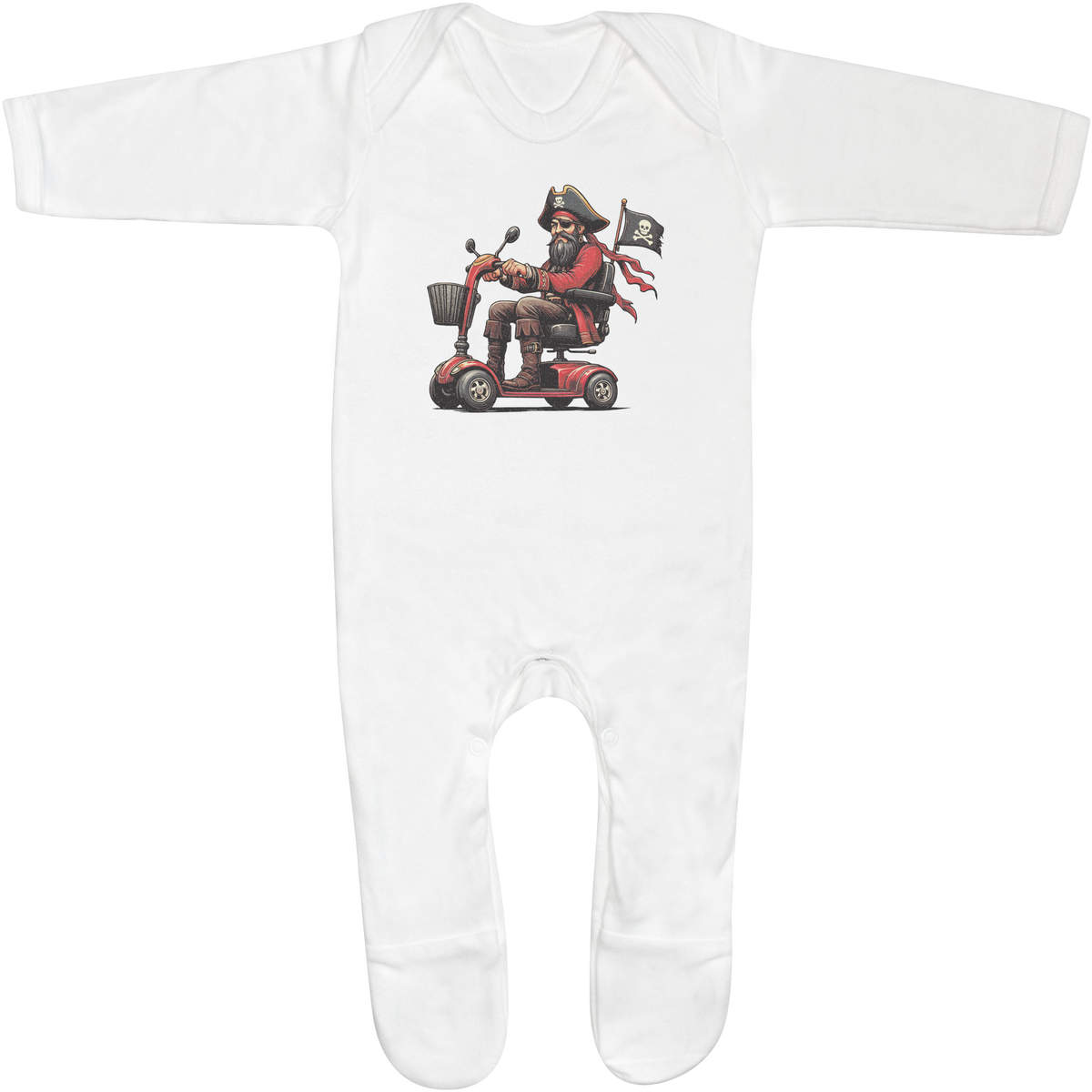 6-12 Month 'Pirate On Mobility Scooter' Baby Romper Jumpsuit / Sleep Suit (SS00092585)