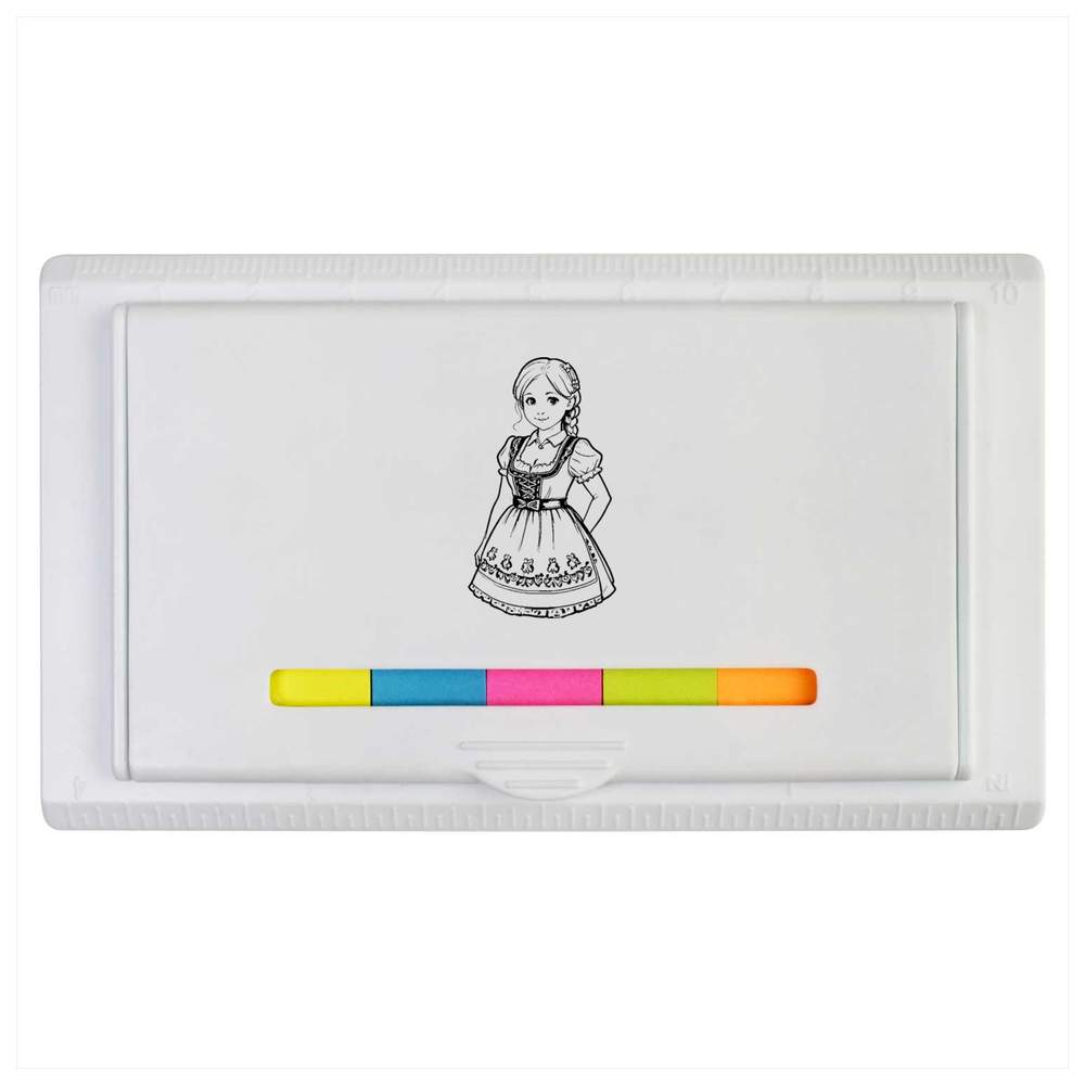 'Girl Wearing German Dirndl Dress' Sticky Note Ruler Pad (ST00030568)