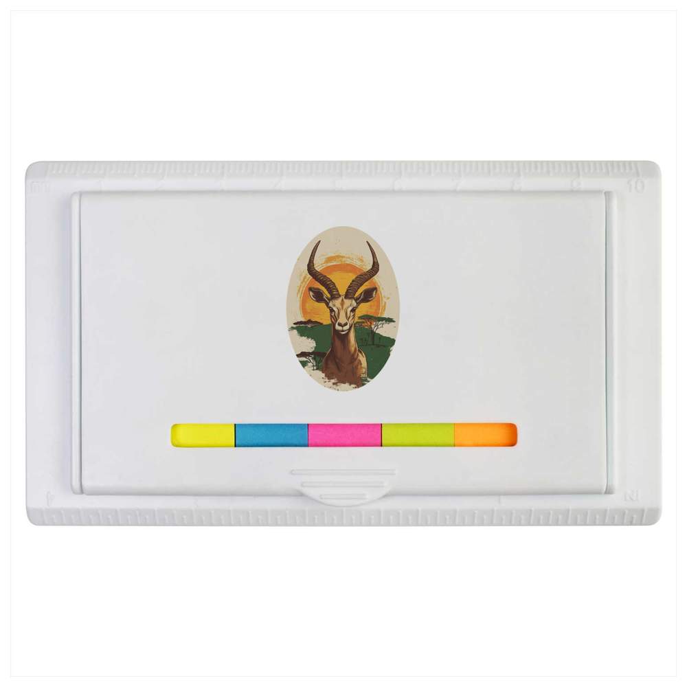 'Springbok Portrait with African Landscape' Sticky Note Ruler Pad (ST00036442)