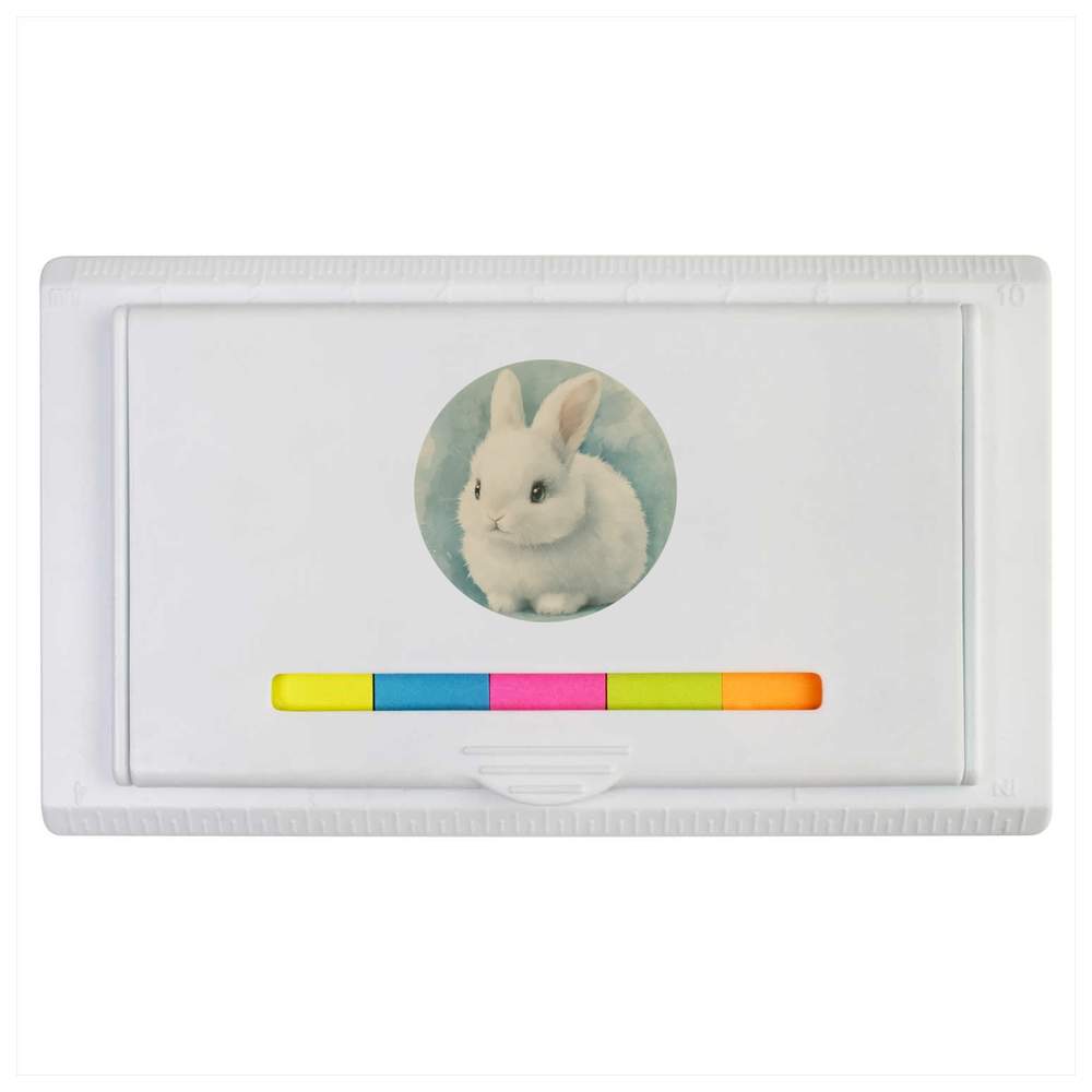 'Cute White Bunny' Sticky Note Ruler Pad (ST00038196)