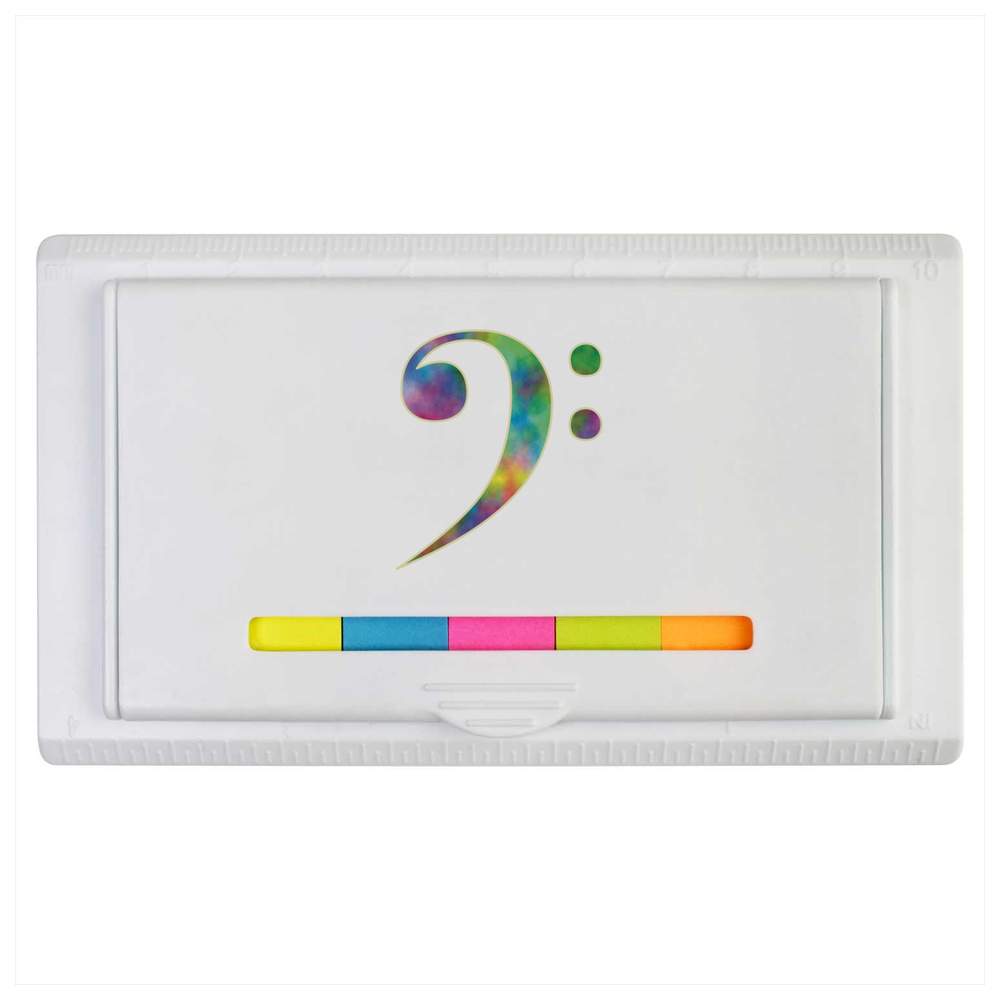 'Tie Dye Bass Music Clef' Sticky Note Ruler Pad (ST00040875)