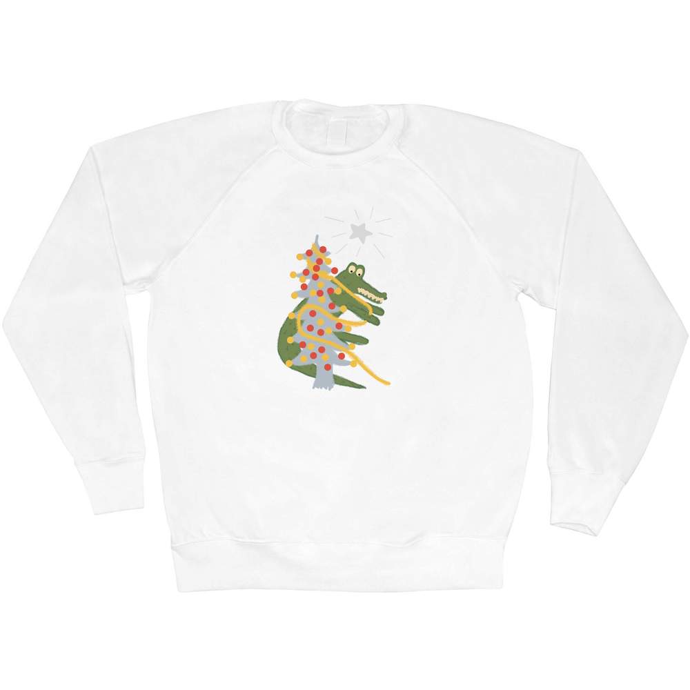 Large 'Christmas Decorating For Crocodile ' Adult Sweatshirt / Sweater / Jumper (SW00150371)