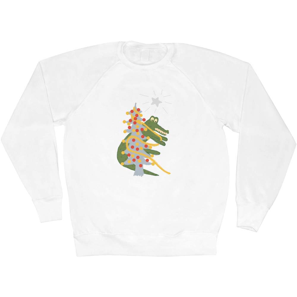 Medium 'Christmas Decorating For Crocodile ' Adult Sweatshirt / Sweater / Jumper (SW00150370)
