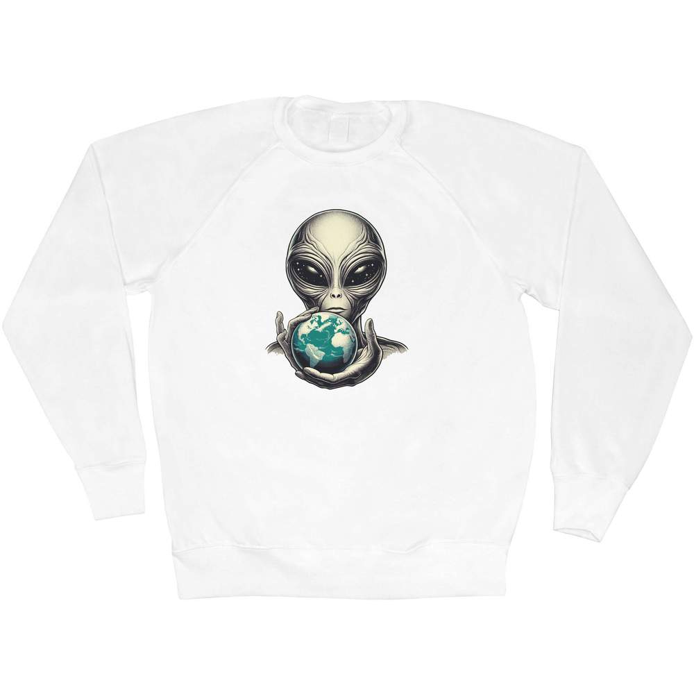 Medium 'Alien Holding Planet Earth' Adult Sweatshirt / Sweater / Jumper (SW00150386)