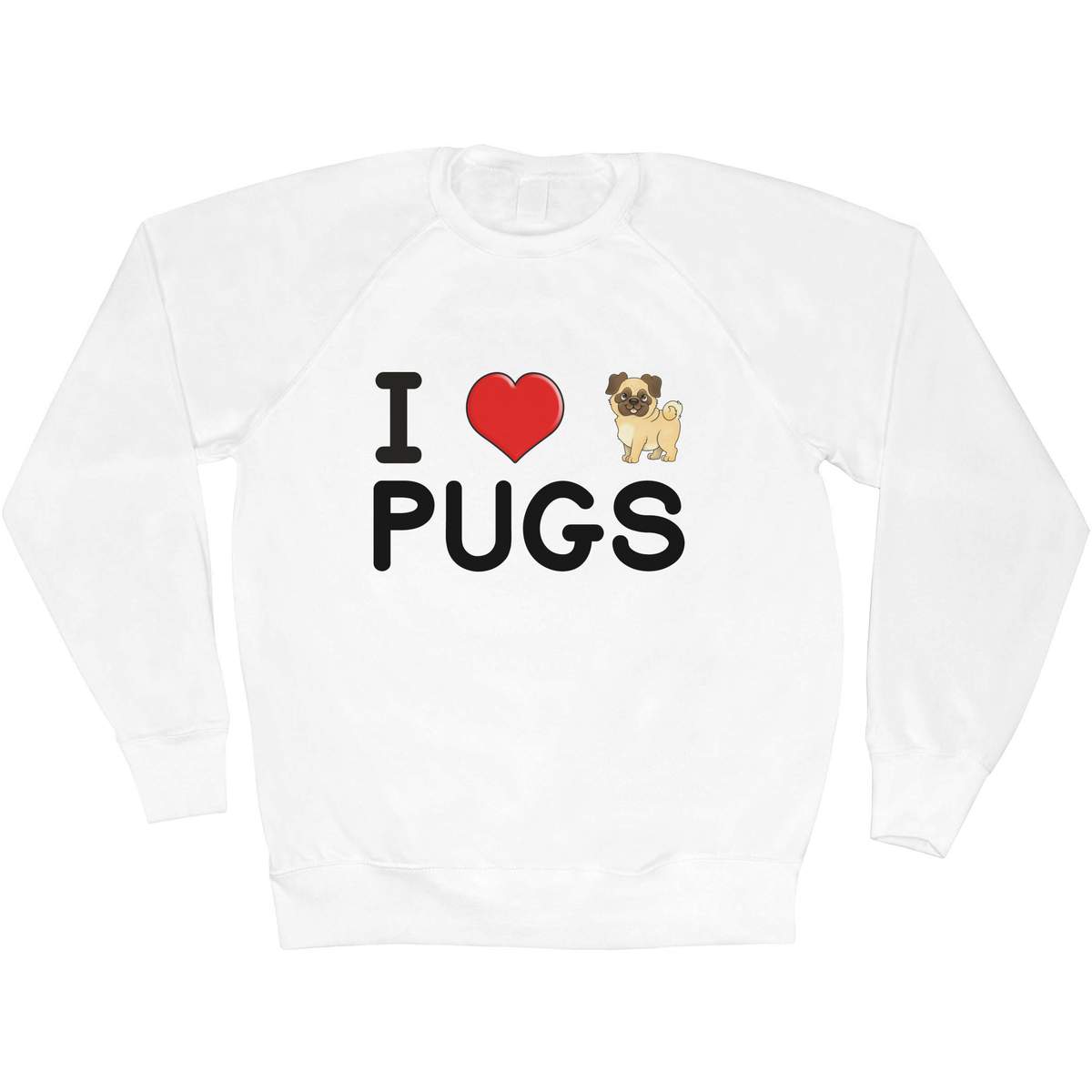 'I Love Pugs' Adult Sweatshirt / Sweater / Jumper (SW034103)