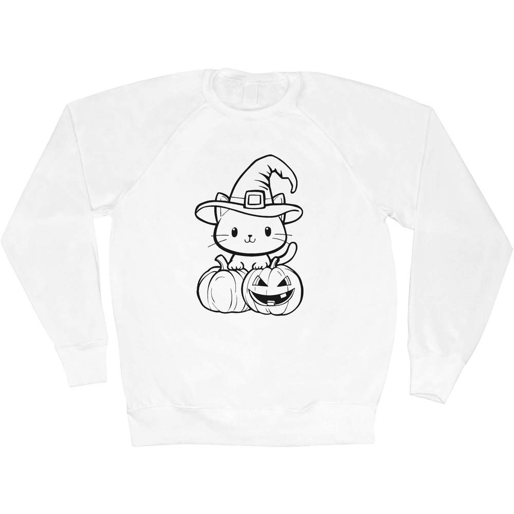 'Halloween Cat with Pumpkins' Adult Sweatshirt / Sweater / Jumper (SW049379)