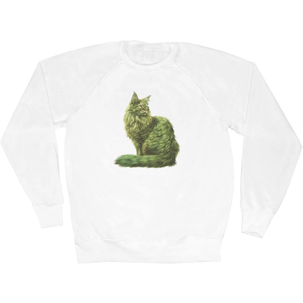 Small 'Green Turkish Angora Cat' Adult Sweatshirt / Sweater / Jumper (SW00150241)