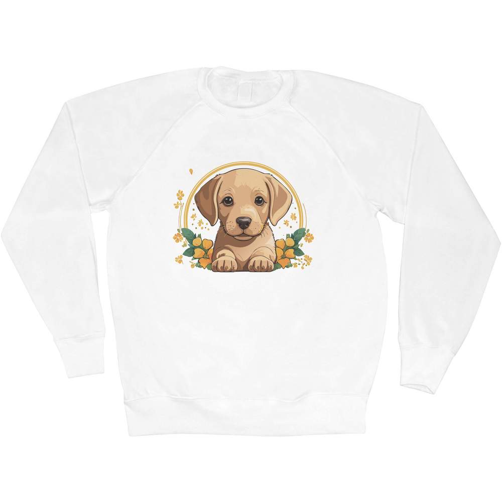 Small 'Labrador Retriever Puppy With Flowers' Adult Sweatshirt / Sweater / Jumper (SW00153025)