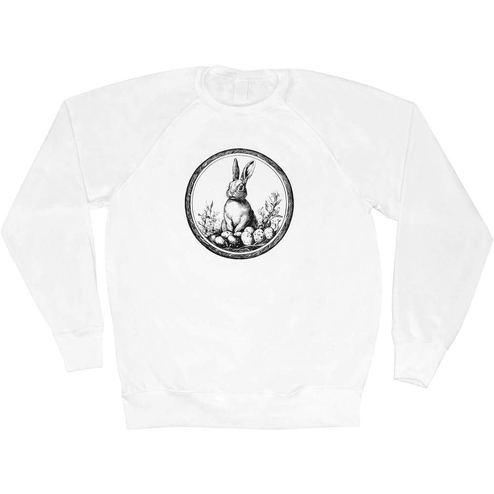 Small 'Easter Bunny with Eggs in Circle Frame' Adult Sweatshirt / Sweater / Jumper (SW00162093)