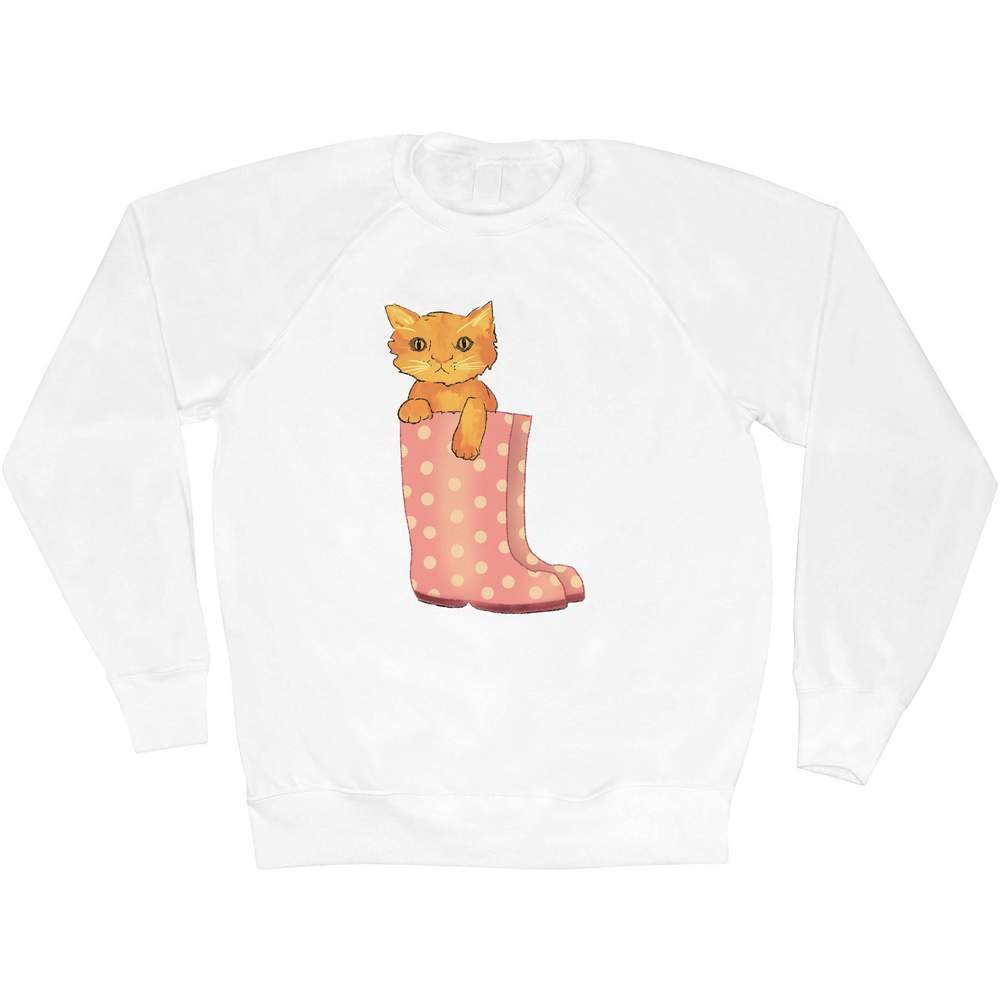 'Kitten In Wellington Boots' Adult Sweatshirt / Sweater / Jumper (SW054023)