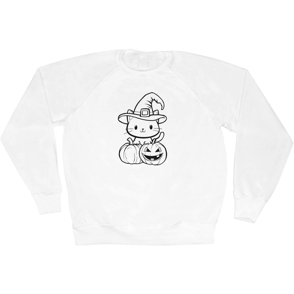 Extra Large 'Halloween Cat with Pumpkins' Adult Sweatshirt / Sweater / Jumper (SW00149856)