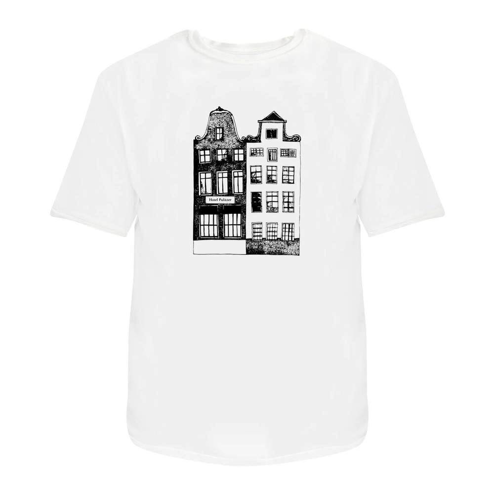 'Amsterdam Buildings' Unisex T-Shirt - 100 % Cotton, White, L (TA00006191)