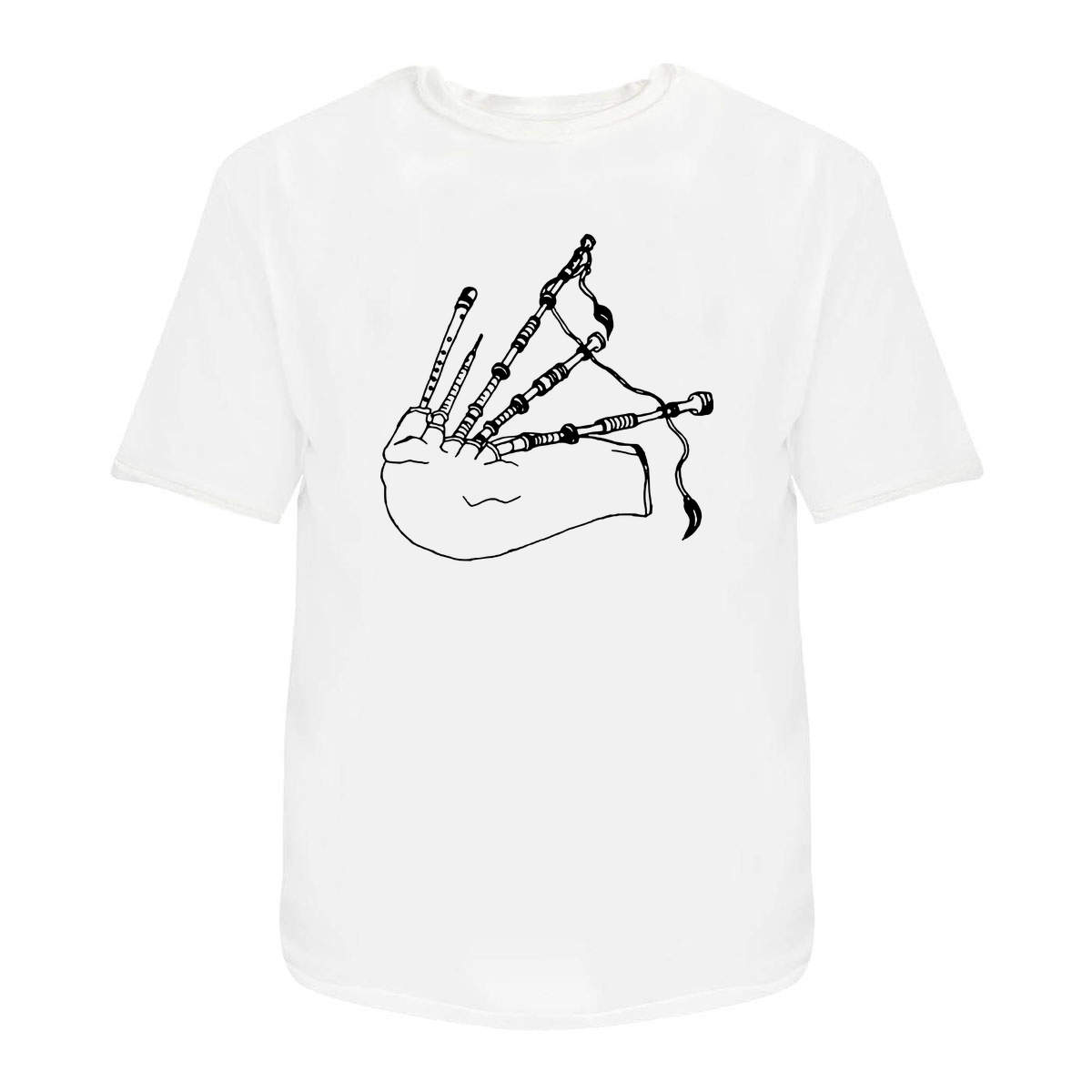 'Musical Bagpipes' Unisex T-Shirt -  100 % Cotton, White, L (TA00020691)