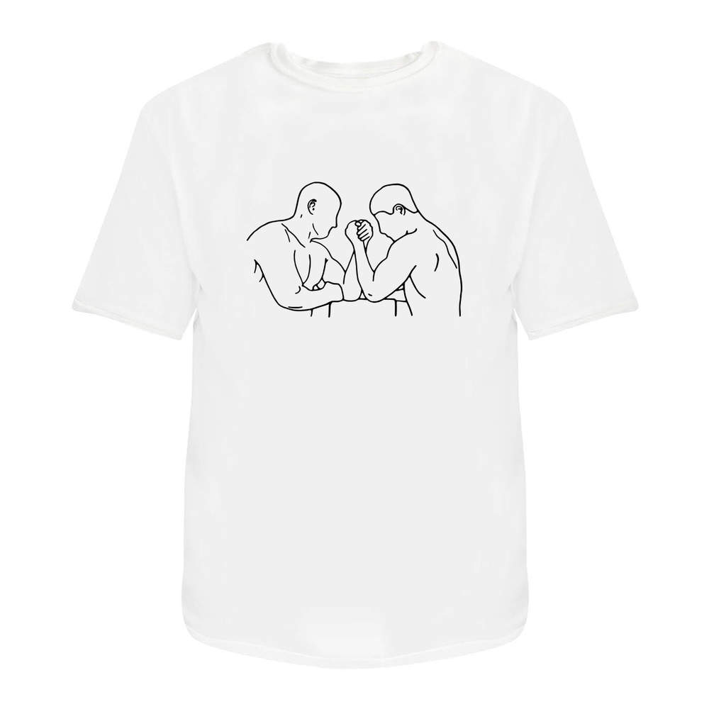 'Arm Wrestling' Unisex T-Shirt - 100 % Cotton, White, L (TA00028747)