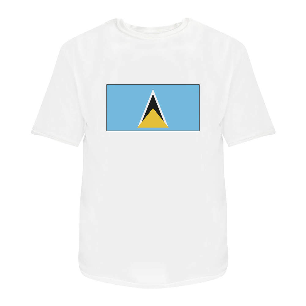 'Saint Lucia Flag' Unisex T-Shirt - 100 % Cotton, White, L (TA00042179)