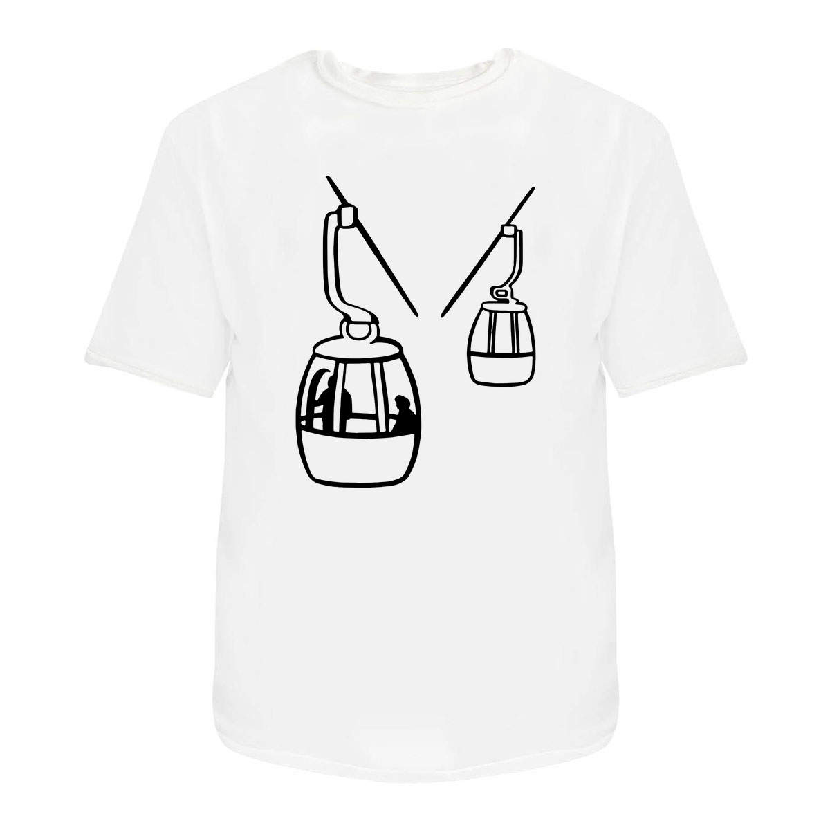 'Cable Cars' Unisex T-Shirt - White, L - Graphic Tee, 100% Cotton Short Sleeve Top for Men and Women (TA00044975)