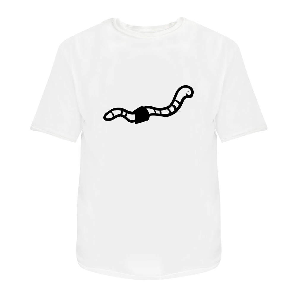 'Earth Worm' Unisex T-Shirt - 100 % Cotton, White, L (TA00058891)
