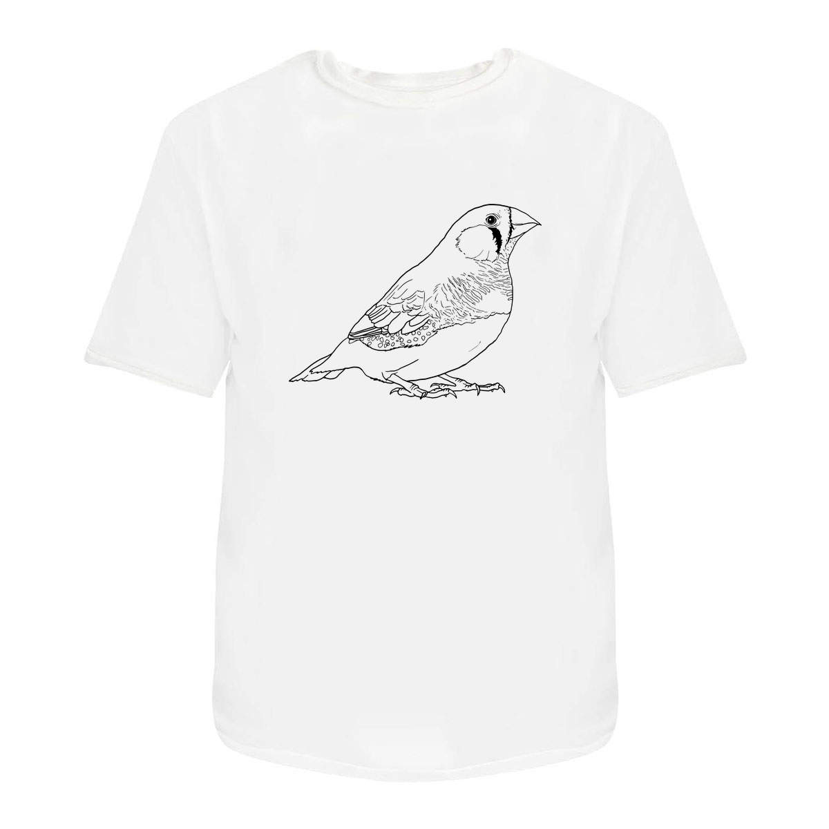 'Zebra Finch' Unisex T-Shirt - White, L - Graphic Tee, 100% Cotton Short Sleeve Top for Men and Women (TA00073219)
