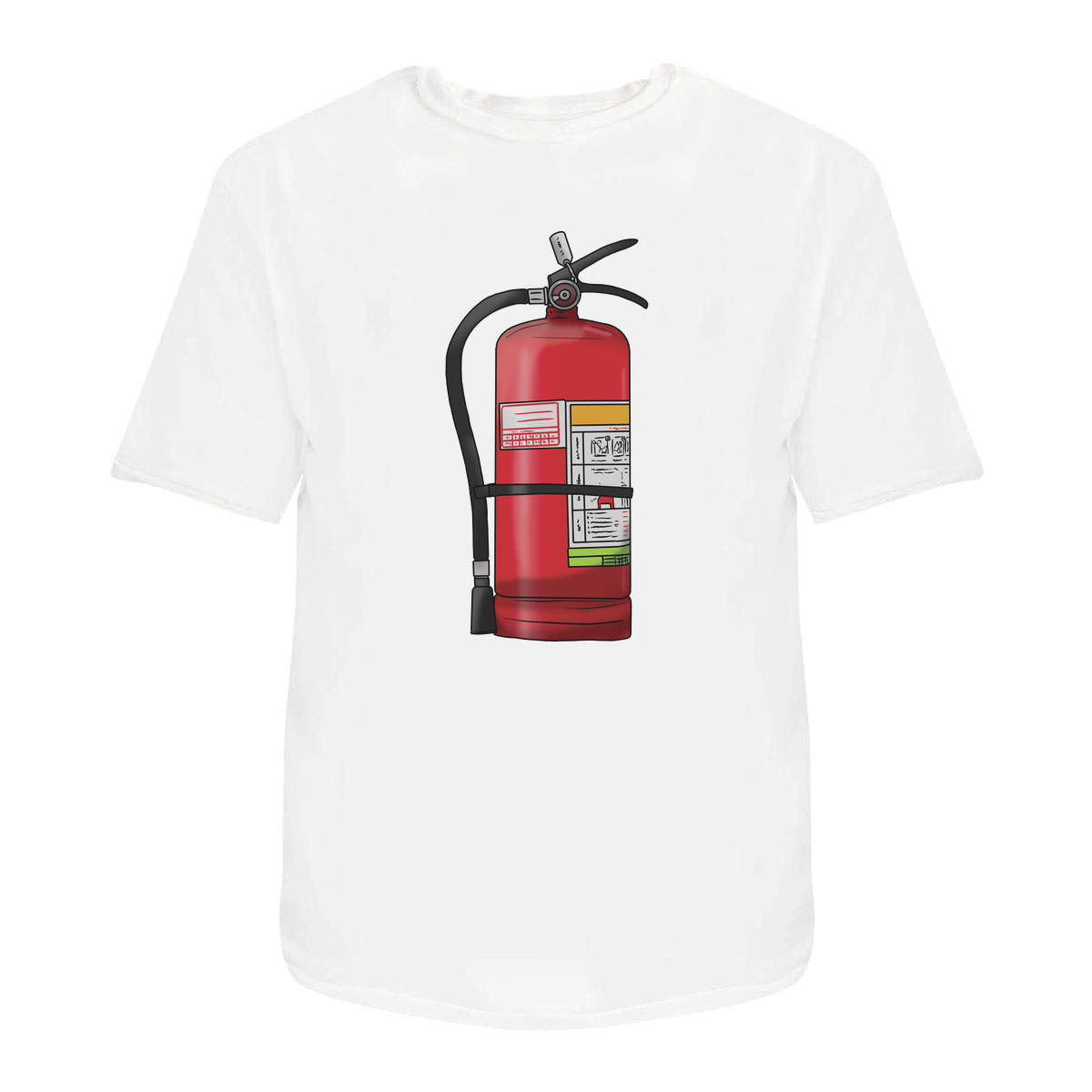 'Fire Extinguisher' Unisex T-Shirt - White, L - Graphic Tee, 100% Cotton Short Sleeve Top for Men and Women (TA00192438)