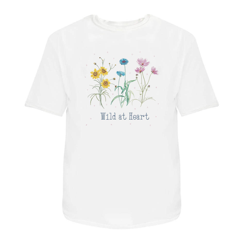 'Wild at heart flowers ' Unisex T-Shirt - 100 % Cotton, White, L (TA00198254)