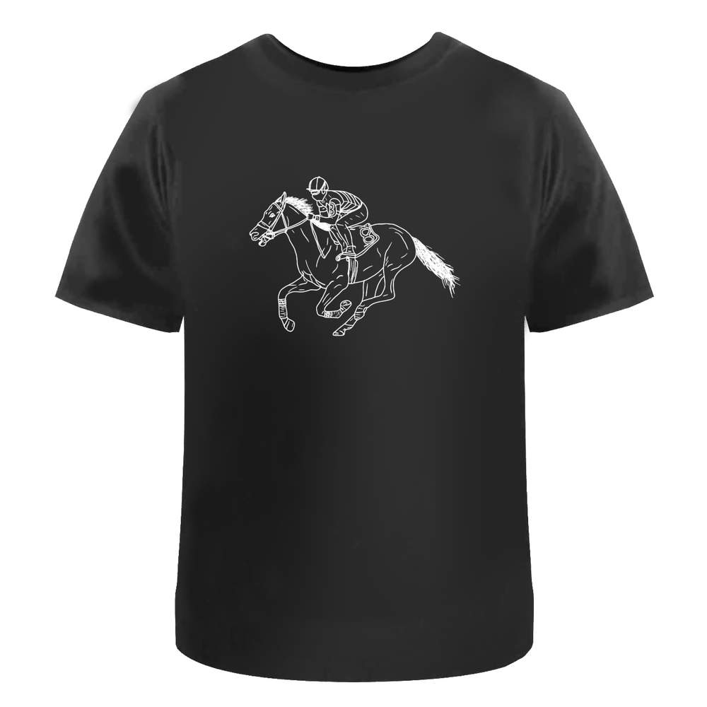 'Race Horse & Jockey' Unisex T-Shirt - 100 % Cotton, Black, L (TA00134207)