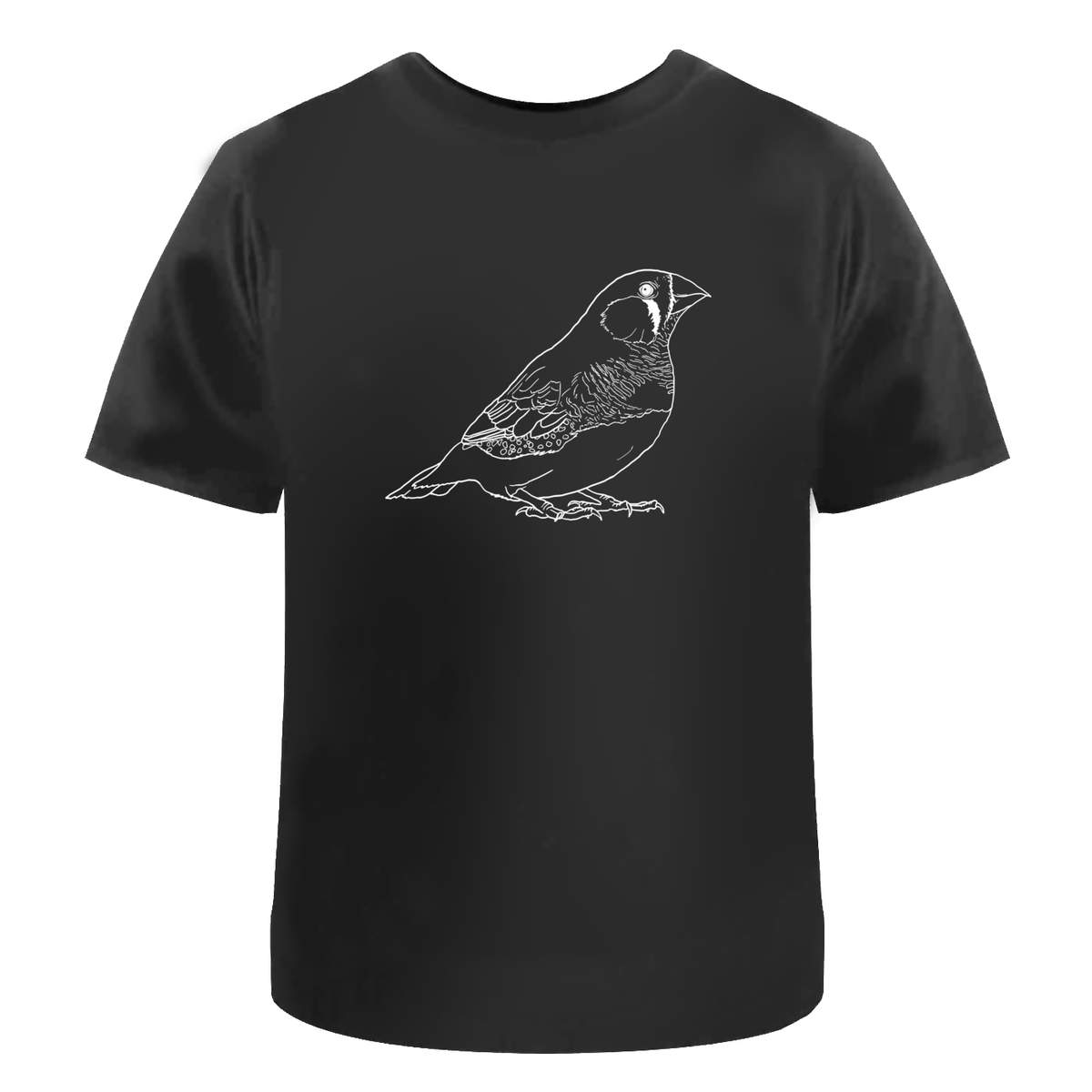 'Zebra Finch' Unisex T-Shirt - Black, L - Graphic Tee, 100% Cotton Short Sleeve Top for Men and Women (TA00141611)
