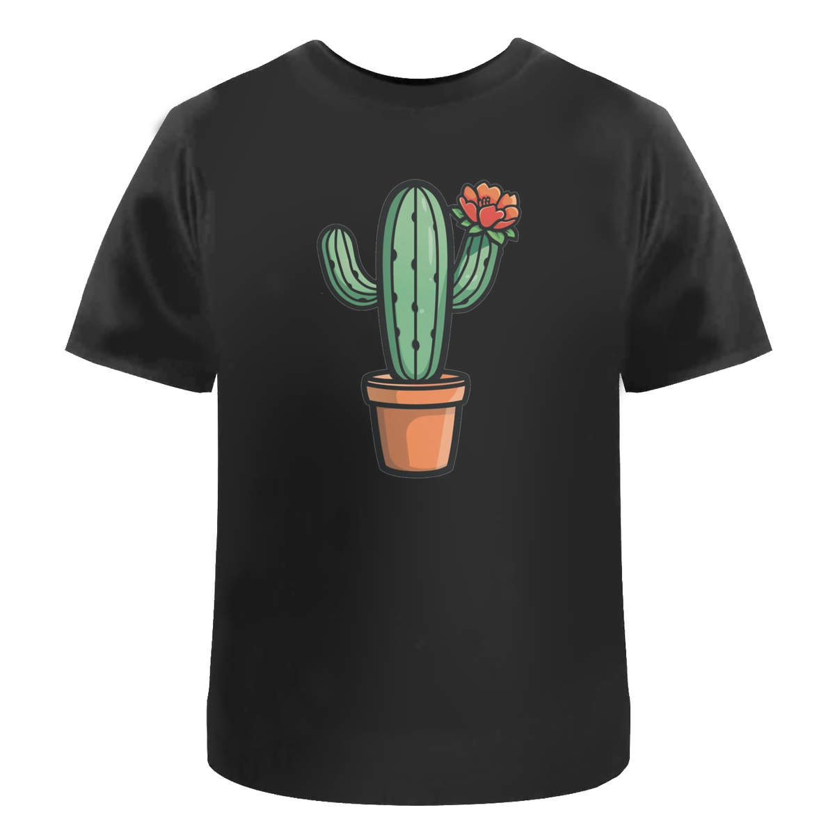 'One Flower Cactus' Unisex T-Shirt -  100 % Cotton, Black, L (TA00303396)