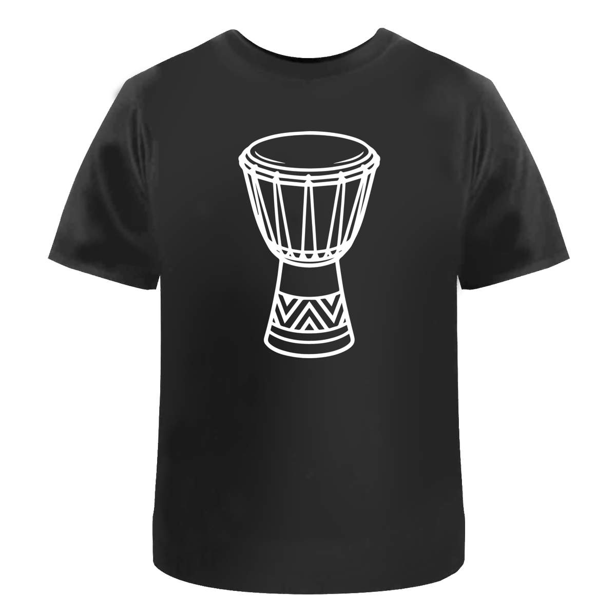 'Traditional Hand Drum' Unisex T-Shirt - Black, L - Graphic Tee, 100% Cotton Short Sleeve Top for Men and Women (TA00423304)