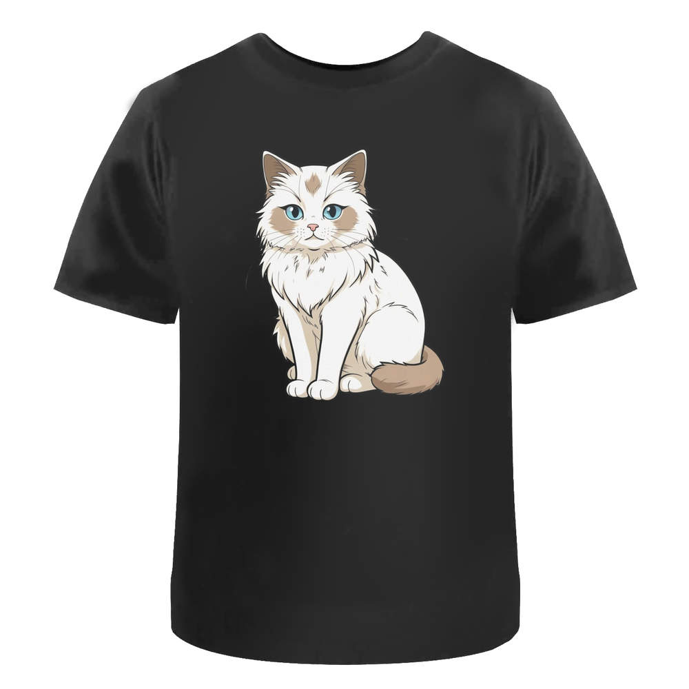 'Cartoon Ragdoll Cat' Unisex T-Shirt -  100 % Cotton, Black, L (TA00430254)