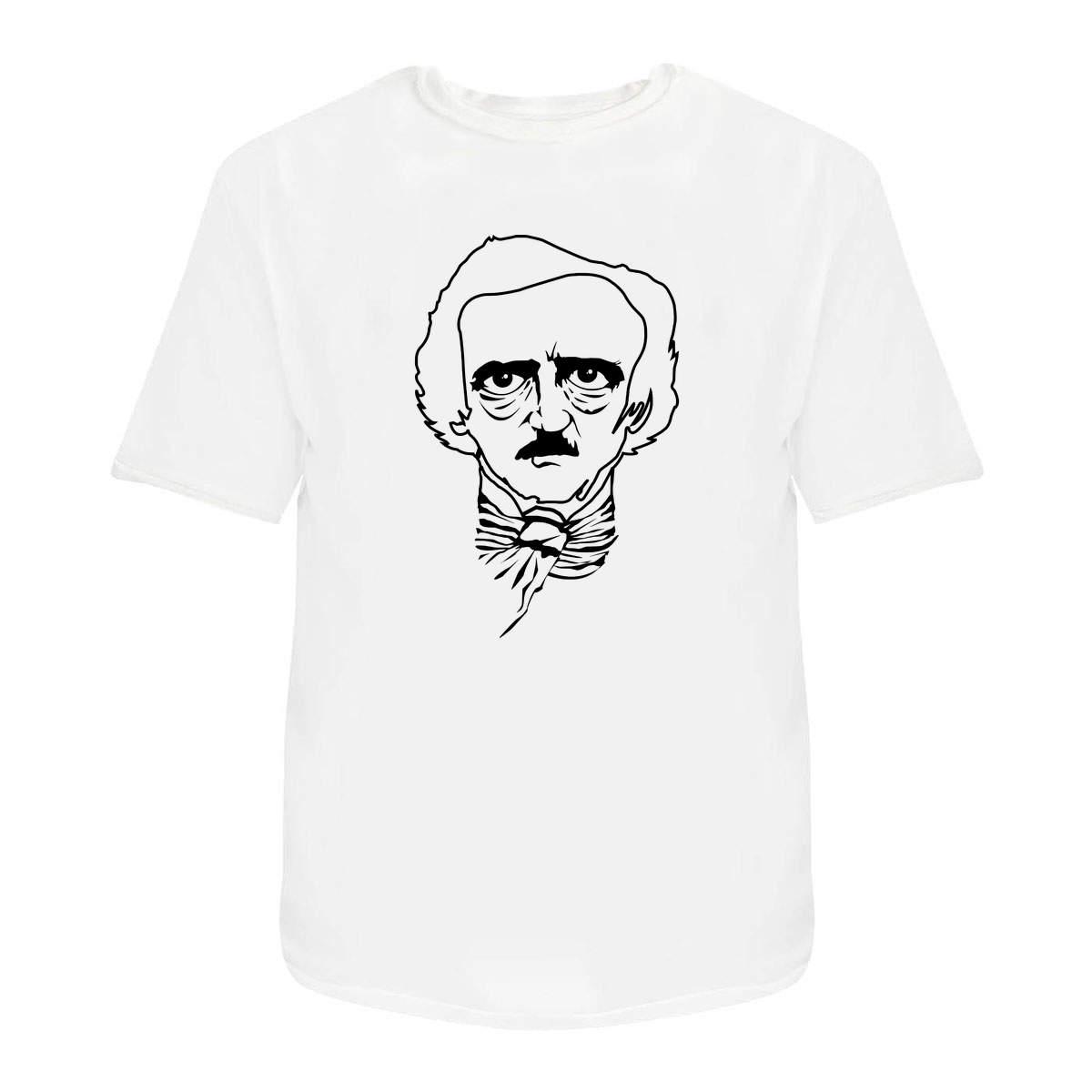 'Edgar Allan Poe' Unisex T-Shirt - White, M - Graphic Tee, 100% Cotton Short Sleeve Top for Men and Women (TA00006570)