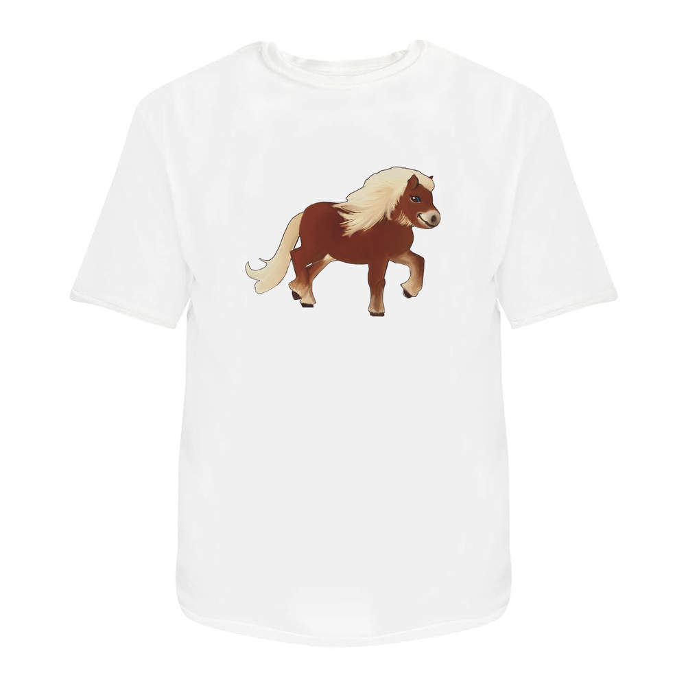 'Shetland Pony' Unisex T-Shirt - 100 % Cotton, White, M (TA00039722)