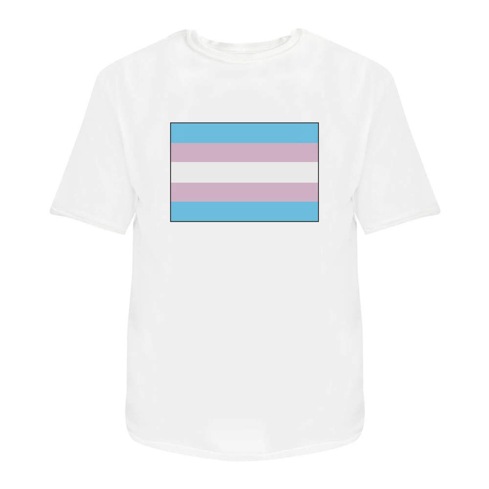 'Transgender Pride Flag' Unisex T-Shirt - 100 % Cotton, White, M (TA00041966)