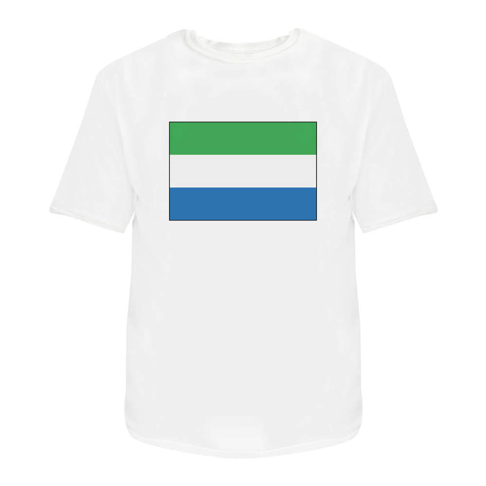 'Sierra Leone Flag' Unisex T-Shirt - 100 % Cotton, White, M (TA00043346)