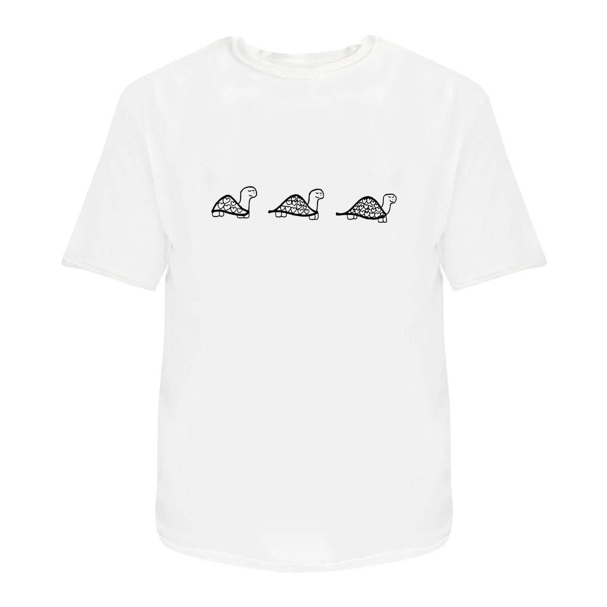'Heart Tortoises' Unisex T-Shirt - White, M - Graphic Tee, 100% Cotton Short Sleeve Top for Men and Women (TA00072582)
