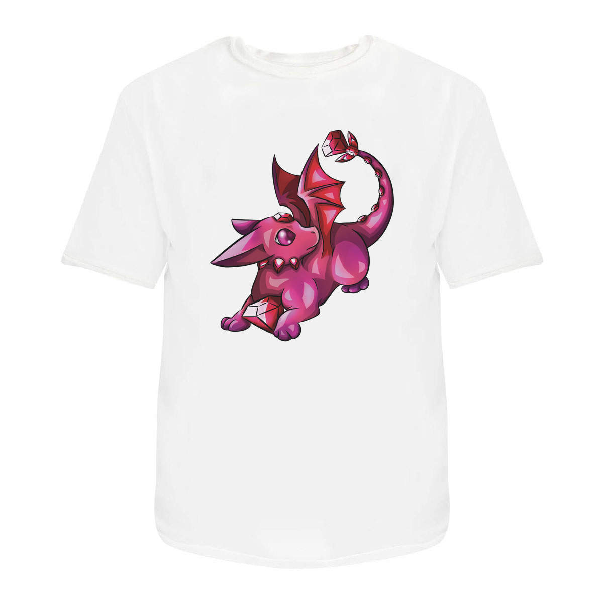 'Ruby Dragon' Unisex T-Shirt - White, M - Graphic Tee, 100% Cotton Short Sleeve Top for Men and Women (TA00077522)