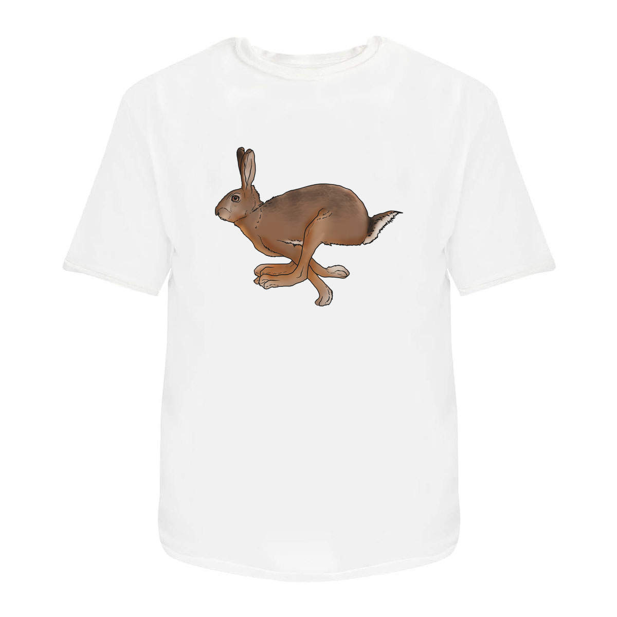 'Running Hare' Unisex T-Shirt - White, M - Graphic Tee, 100% Cotton Short Sleeve Top for Men and Women (TA00079266)