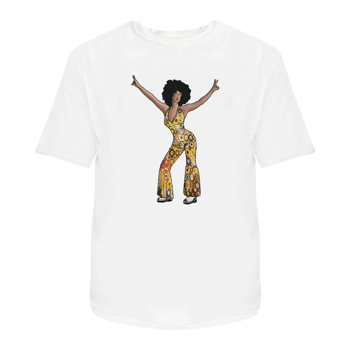 'Disco Dancer' Unisex T-Shirt - White, M - Graphic Tee, 100% Cotton Short Sleeve Top for Men and Women (TA00081242)