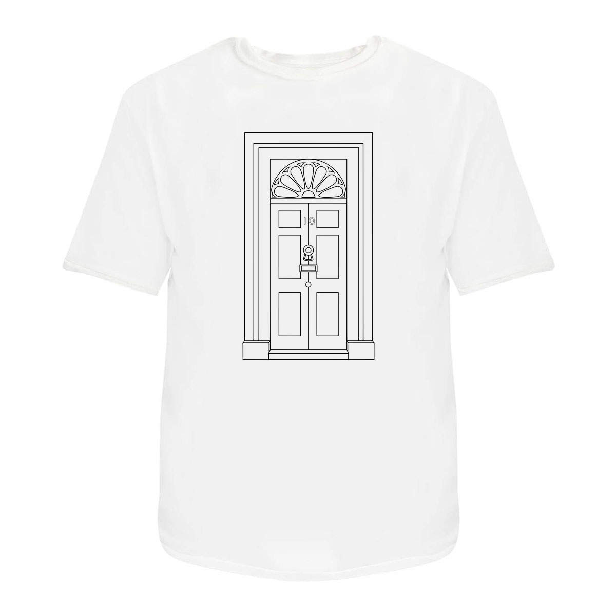 'No. 10 Downing Street' Unisex T-Shirt - White, M - Graphic Tee, 100% Cotton Short Sleeve Top for Men and Women (TA00300369)
