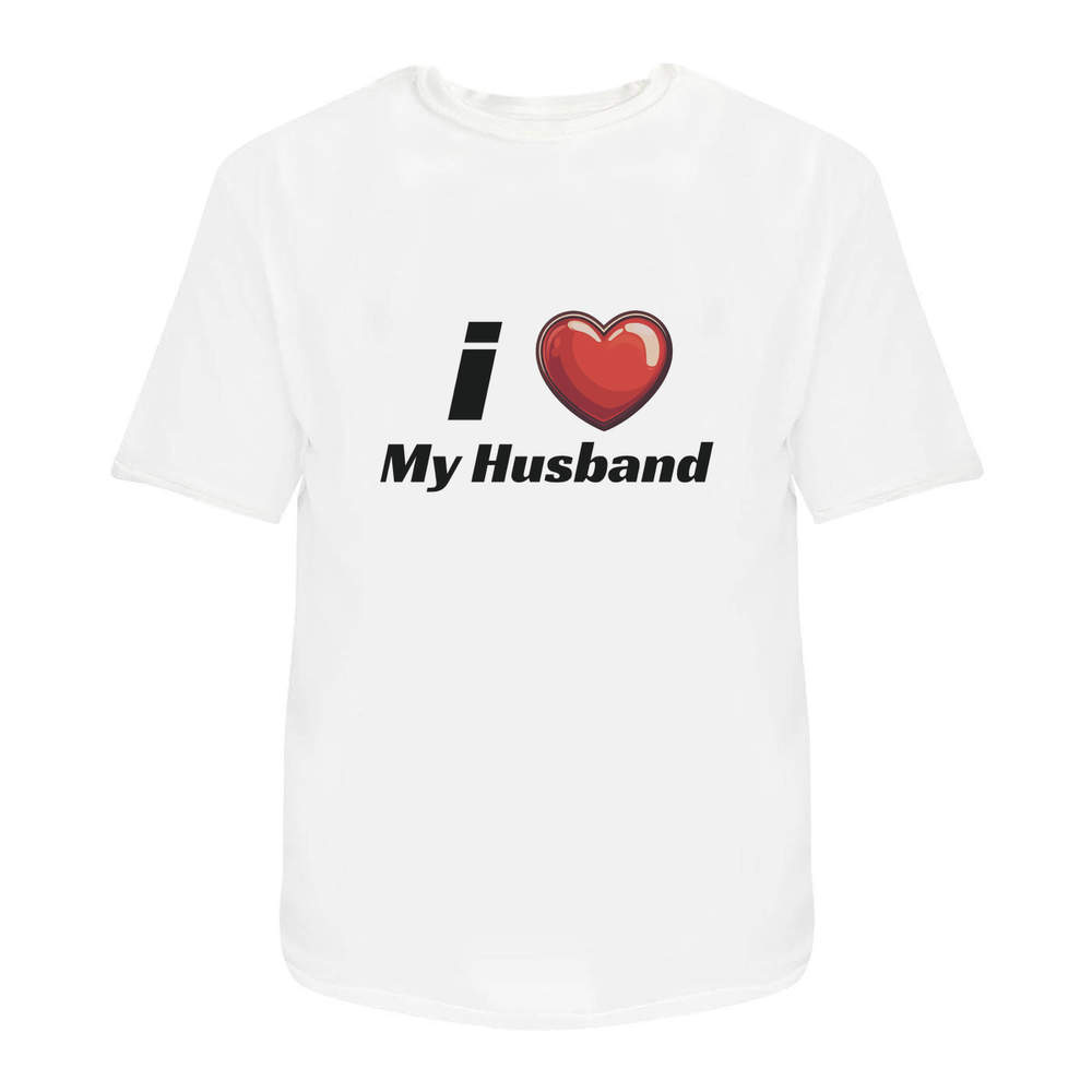 'I Love My Husband' Unisex T-Shirt - 100 % Cotton, White, M (TA00349299)