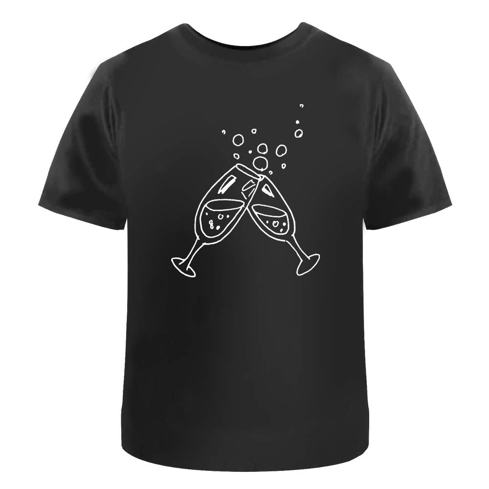 'Champagne Glasses' Unisex T-Shirt - 100 % Cotton, Black, M (TA00099414)