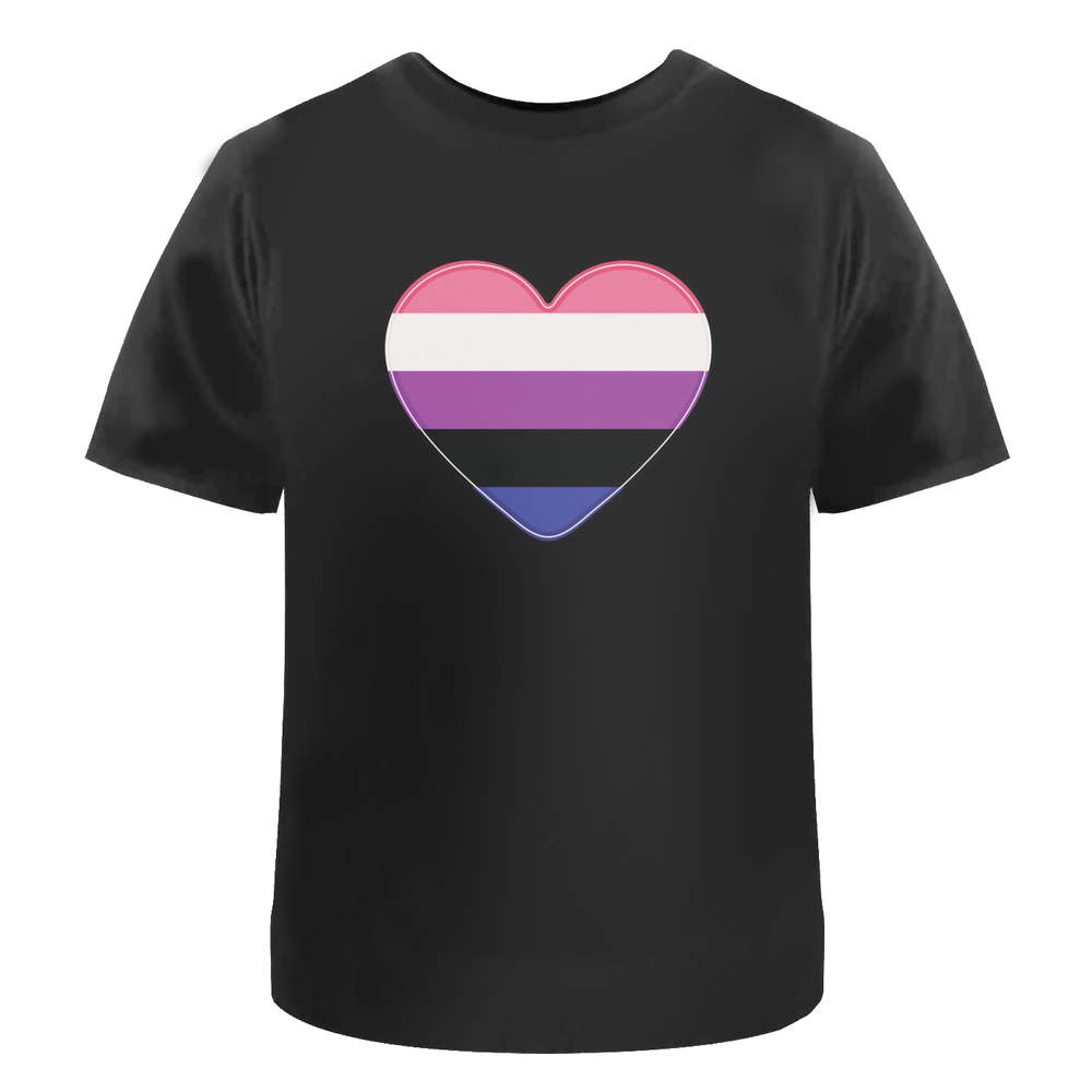 'Gender Fluid Flag Heart' Unisex T-Shirt - 100 % Cotton, Black, M (TA00164562)