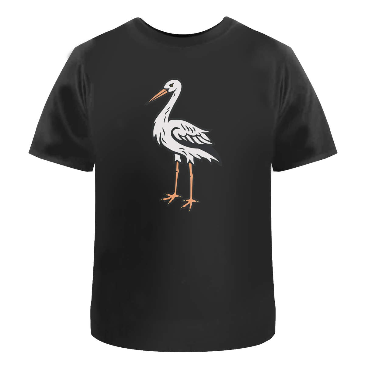 'Bird Stork ' Unisex T-Shirt - Black, M - Graphic Tee, 100% Cotton Short Sleeve Top for Men and Women (TA00304315)