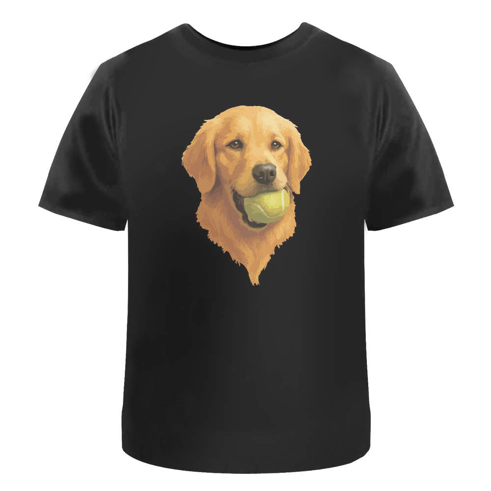 'Golden Retriever Dog With A Tennis Ball' Unisex T-Shirt - 100 % Cotton, Black, M (TA00392425)
