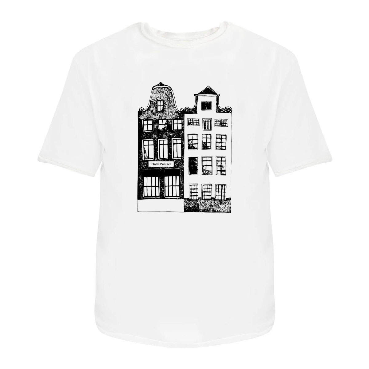 'Amsterdam Buildings' Unisex T-Shirt -  100 % Cotton, White, S (TA00006189)