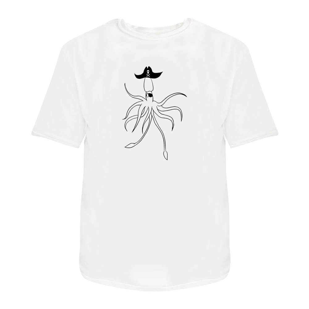 'Pirate Squid' Unisex T-Shirt - 100 % Cotton, White, S (TA00018005)