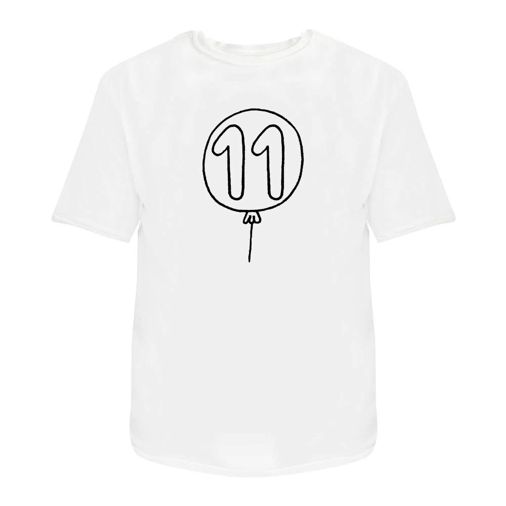 'Number 11 Balloon' Unisex T-Shirt - 100 % Cotton, White, S (TA00020137)