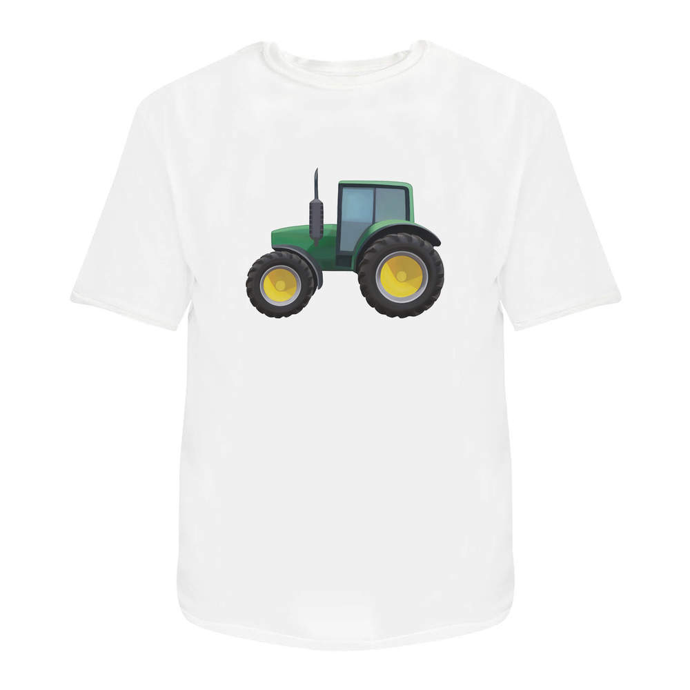 'Tractor' Unisex T-Shirt - Powerful Farming Machinery Field Vehicle - 100 % Cotton, White, S (TA00043149)