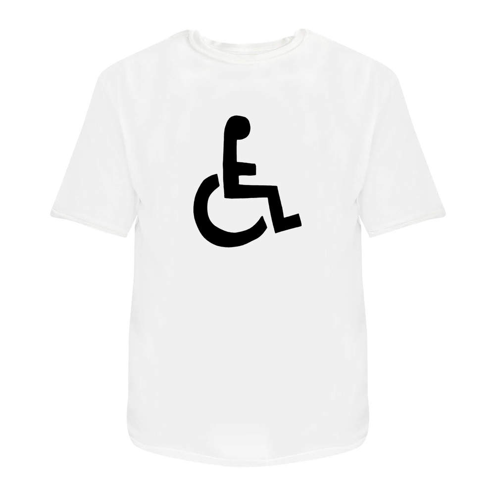 'Wheelchair Symbol' Unisex T-Shirt - 100 % Cotton, White, S (TA00055117)