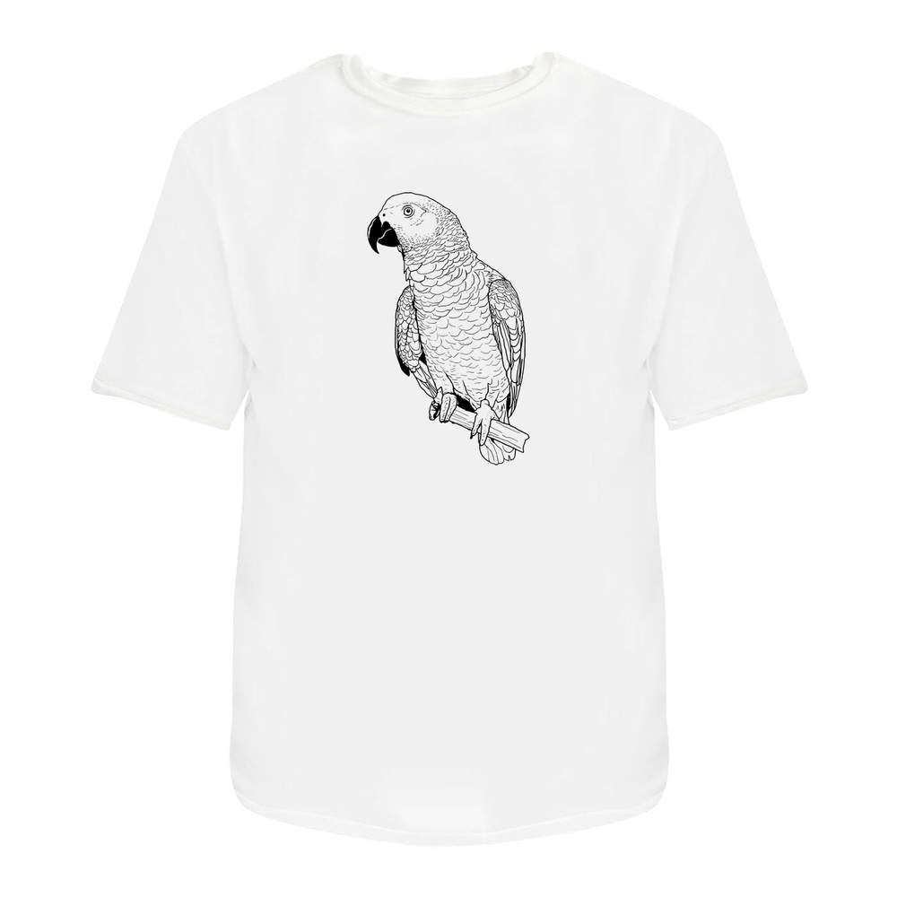 'African Grey Parrot' Unisex T-Shirt - 100 % Cotton, White, S (TA00073177)