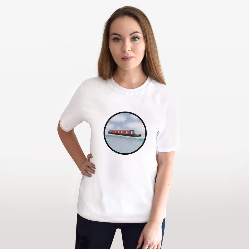 T-shirt unisexe « Motif bateau canal rouge » - 100 % coton (S-XXL) vente en gros (TA029359)